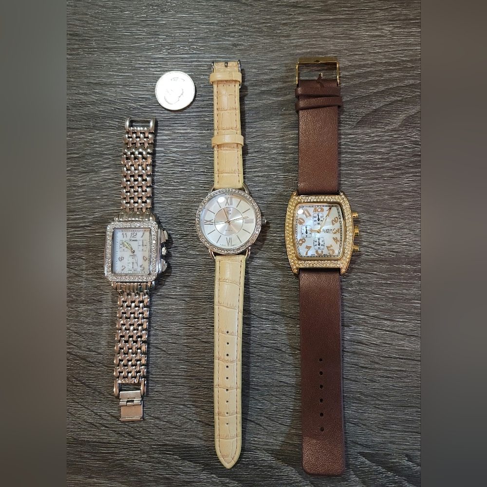 Lot 3 Y2K oversize big bling rhinestone watches Charming Charlie Xanadu Sophie